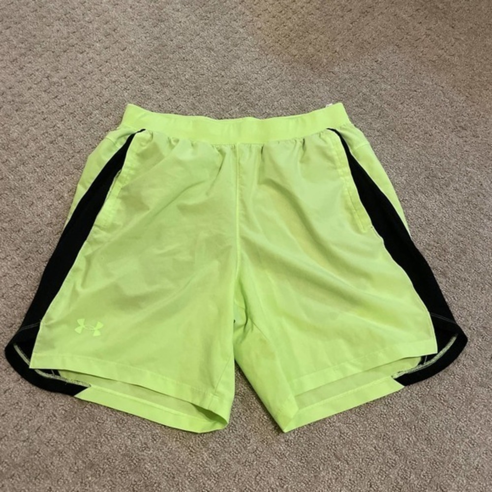 Under Armour Neon Green & Black Athletic Shorts Large